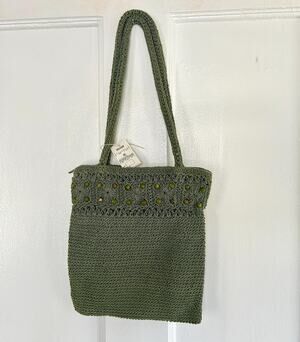 Vintage Deadstock 90's Olive Green Woven Purse | Classic 90's Handbag